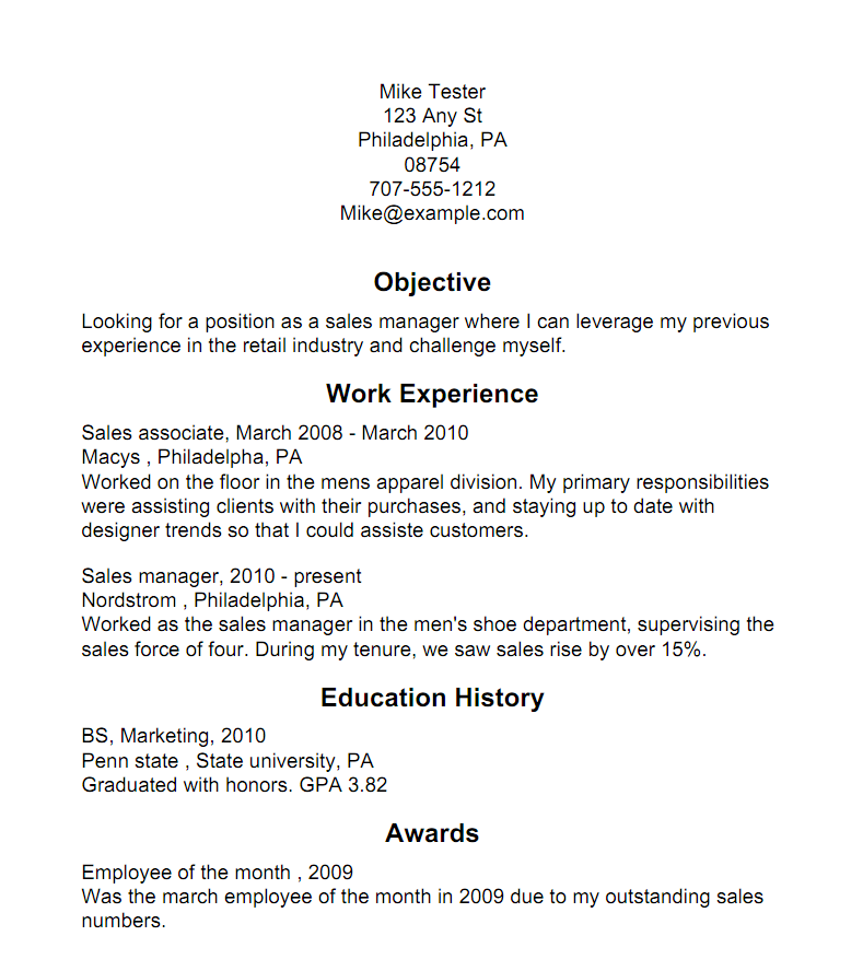 Big Resume Sample